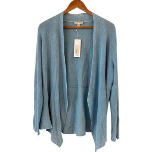 Eileen Fisher Organic Linen Cardigan Sweater Womens XL Delave Open Front NWT